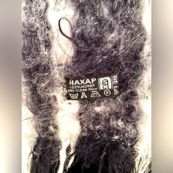 Mohair Navy & White Plaid Scarf-Stole - Picture 6 of 6